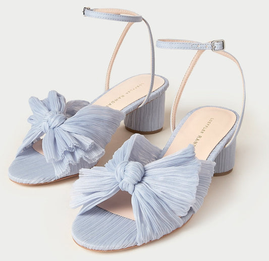 Loeffler Randall Dahlia Bow Heel with Ankle Strap in Blue